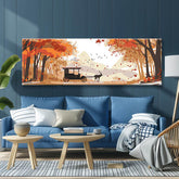 Painting by Numbers Panorama Man with Dogs in Autumn